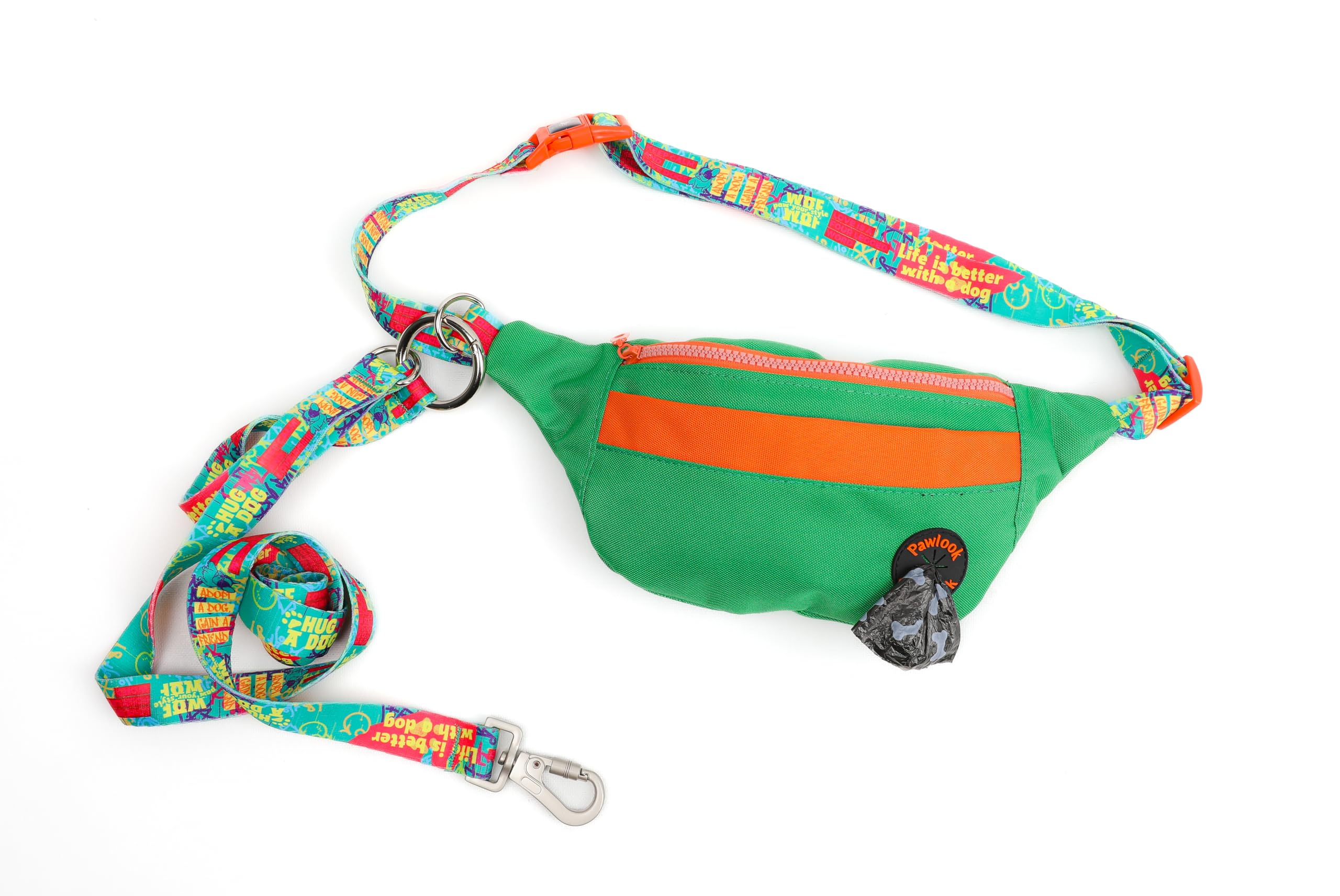 Human Handsfree, Free Bag – Eller Serbest Köpek Gezdirme Bel Çantası + Ayarlanabilir Kayış, Geri Dönüştürülmüş Malzeme, Güvenli & Şık Tasarım,Yeşil