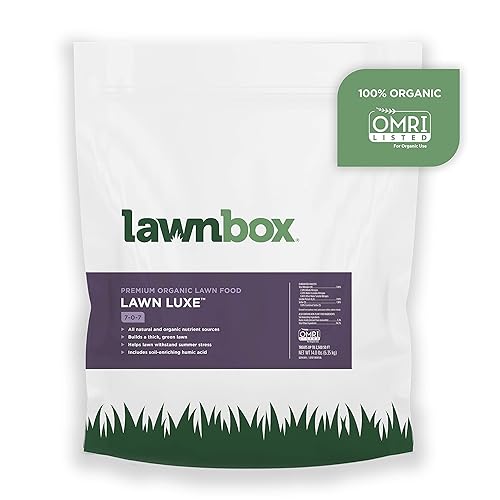 Lawn Luxe 7-0-7 - Fertilizante de hierba de verano 100% orgánico, 14 libras, cubre bolsas de 2,500 pies cuadrados