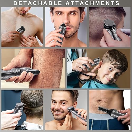 Miniatura 3 de Hatteker Kit de aseo multifuncional 8 en 1 para hombres, recortadora de barba para hombres, cortadora de pelo de precisión, recortadora de nariz,