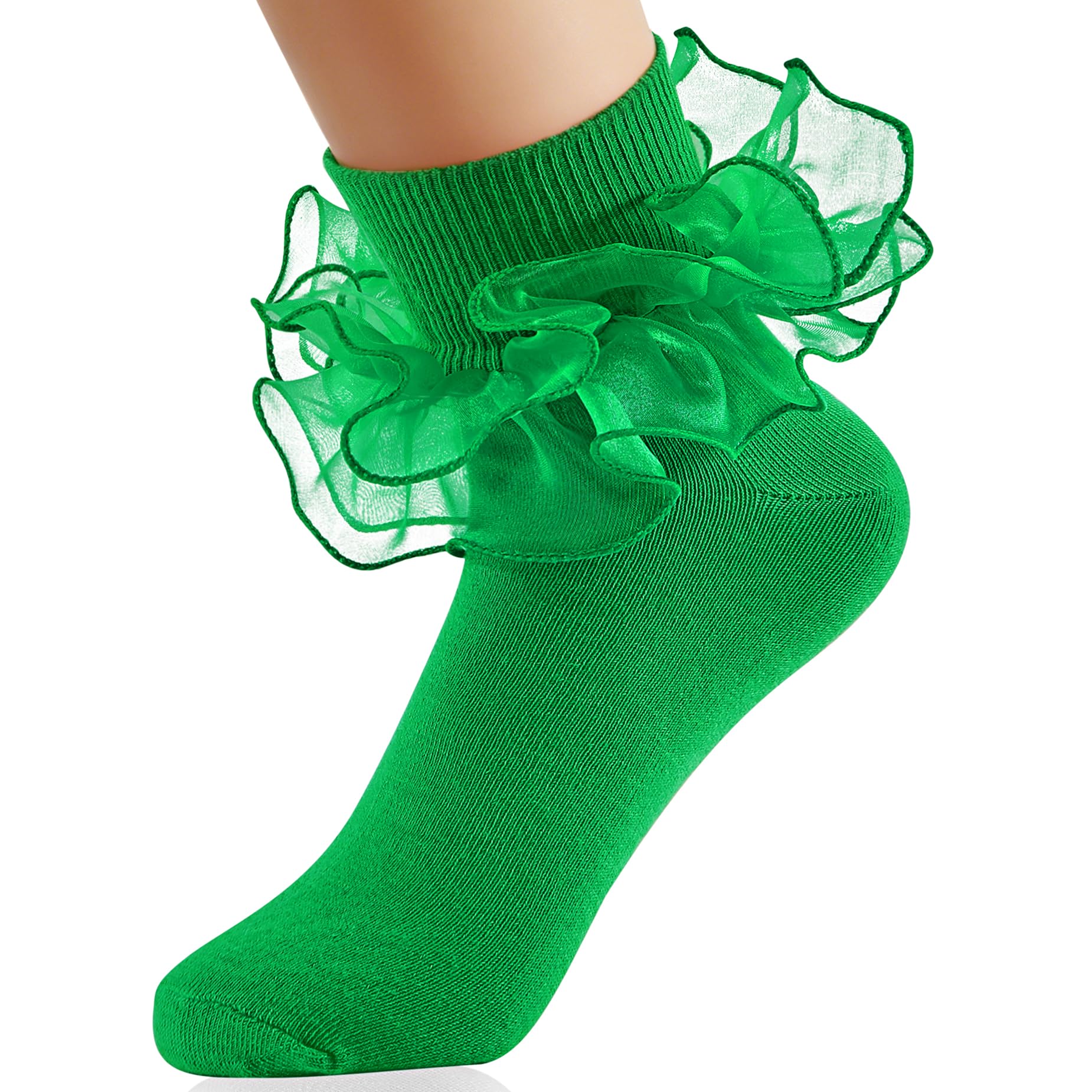 Komorebi Big Ruffle Ankle Socks Lace Frilly Cotton Socks for Women Girls