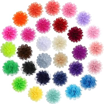 WILLBOND 30 Pieces Dog Collar Flowers Pet Flower Bow Ties Multi-Color Dog Charms Flower for Cat Puppy Dog Collar Grooming Accessories 30 Colors (5 cm)