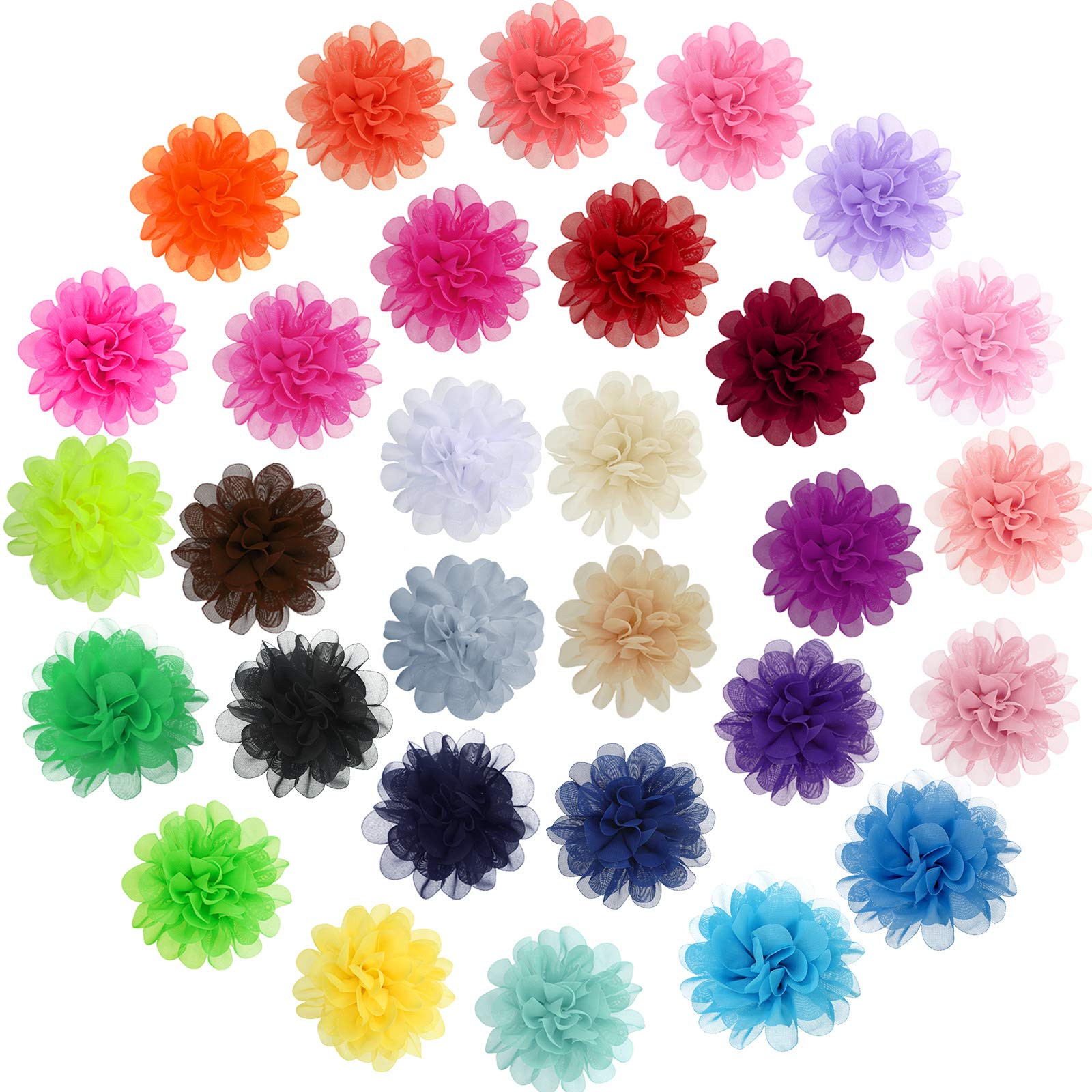 WILLBOND 30 Pieces Dog Collar Flowers Bulk Pet Flower Bow Ties Multi-Color Dog Charms Flower for Cat Puppy Collar Grooming Accessories 30 Colors(2.76 Inch)