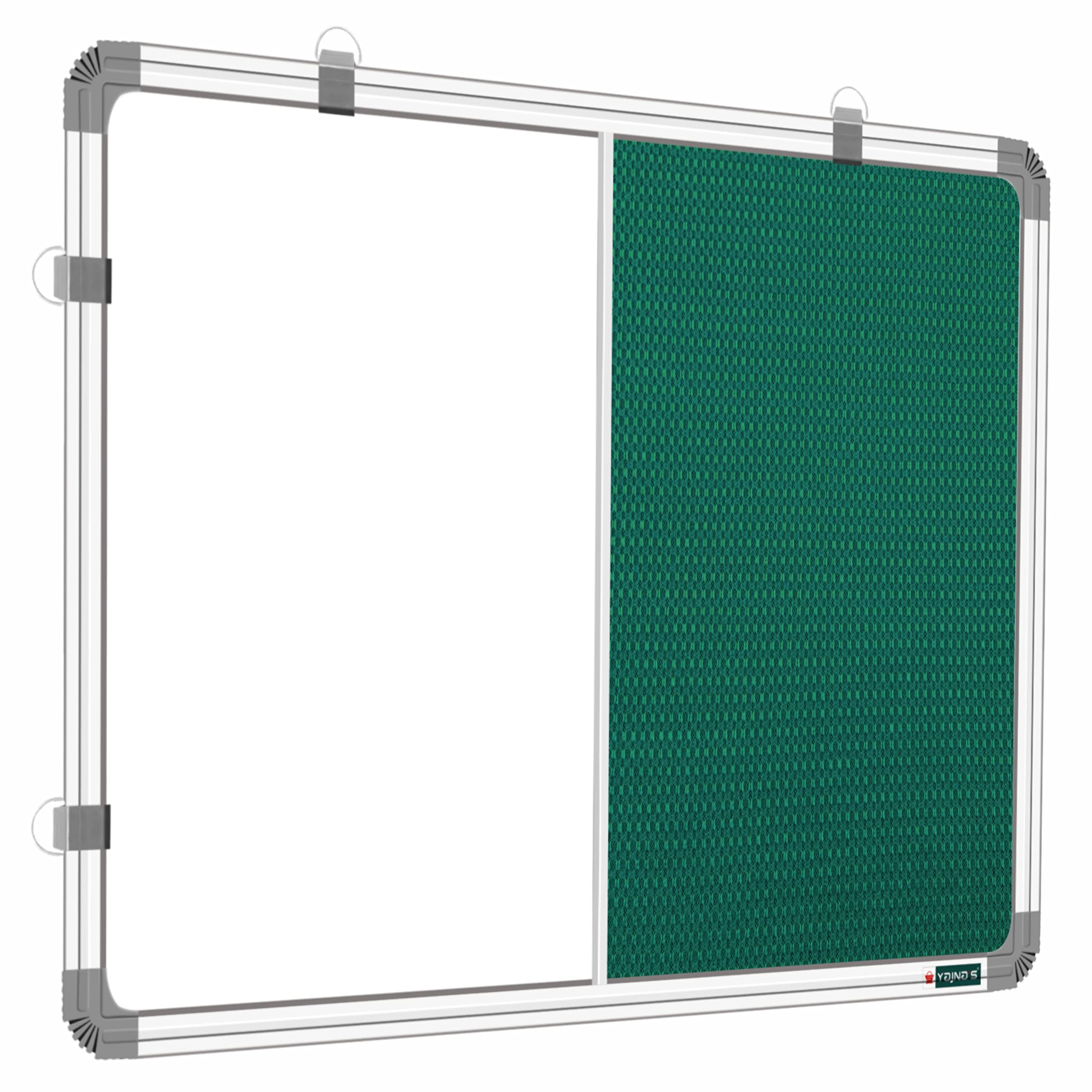YAJNAS® 59x89 CM Premium Combination Board (YPCBG609001) Non-Magnetic Whiteboard with Green Pin-Up Board/Notice Board/Bulletin Board for Home, Office and School Use. Pack of 1, Colour - White-Green