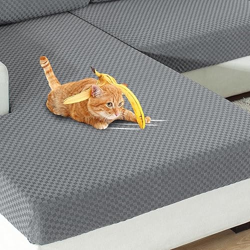Miniatura 7 de YEMYHOM Fundas de cojín elásticas largas para asiento de sofá, funda de cojín suave de repuesto grande a cuadros, protector de muebles con parte