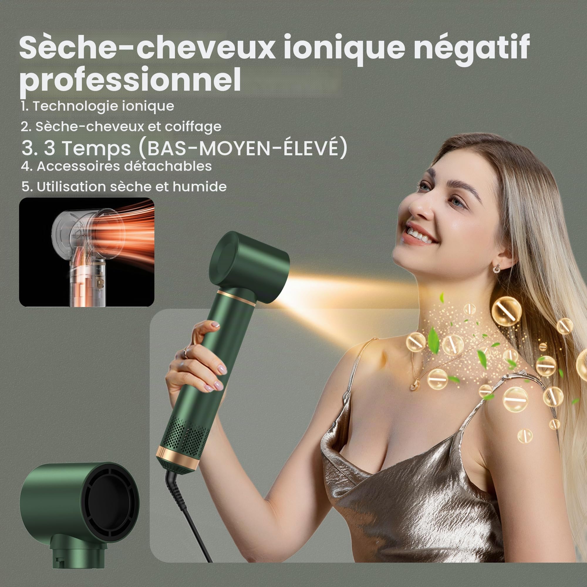 Air Brush 5 en 1, seche cheveux 5 en 1 avec Brosse Soufflante, Lisseur cheveux, Boucleur a cheveux, Thermal Brush, Air Styler 5 en 1 pour Sécher, Boucler, Lisser