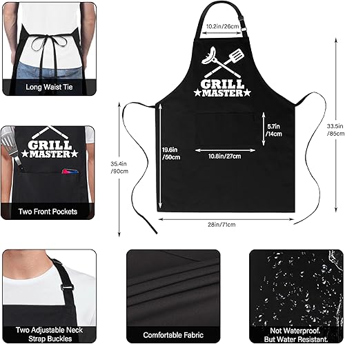 Miniatura 3 de Xornis Delantal divertido 100% de algodón para hombres y mujeres, delantales ajustables con 2 bolsillos, para parrilla, cocina, barbacoa, talla única