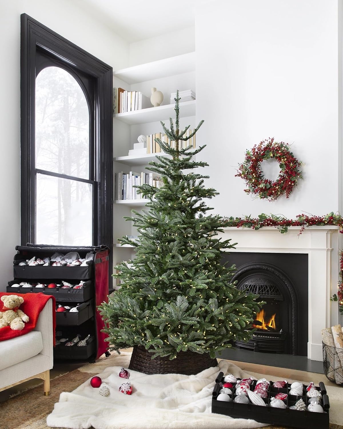 Balsam Hill Deluxe Rolling Ornament Chest - 150pc Christmas Decoration Storage with Dividers & Trays - Image 7