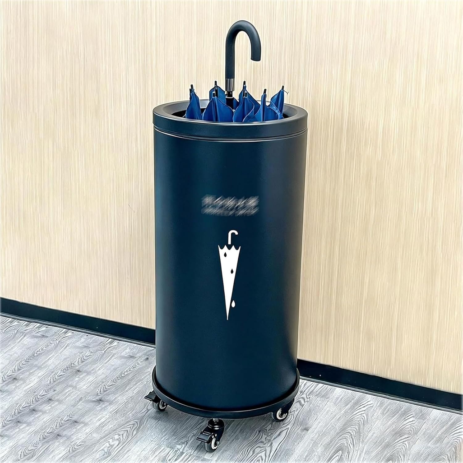 Stainless Steel Wet Umbrella Dryer Stand, Umbrella Water Remover with Removable Water Tray, Rainwater Absorbing Umbrellas Rack with Silent Wheels, for Public to Maintain Clean, Dry Surfaces(A)
