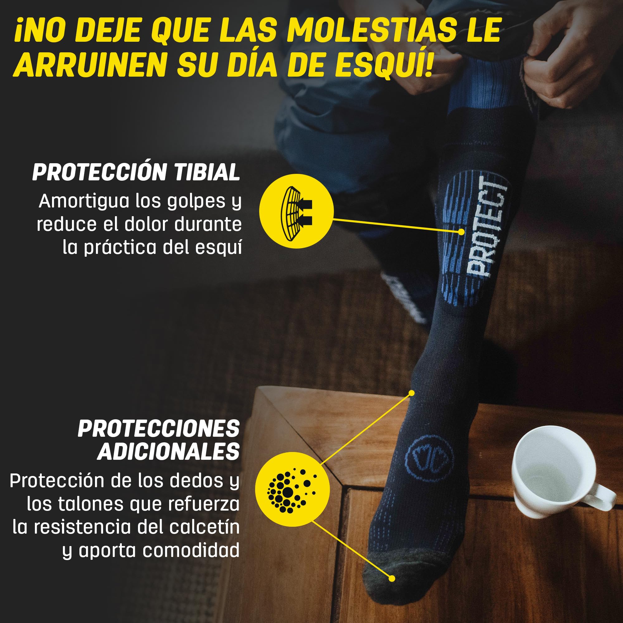 Sidas Calcetines unisex de lana merino para clima frío, protección de espinillas, volumen medio, hasta la rodilla