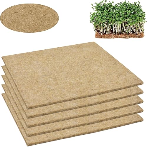 Miniatura 8 de Halatool 10 alfombrillas de cultivo de yute, alfombrillas de cáñamo natural para cultivar microverdes, almohadillas de cultivo hidropónicas de 10 x