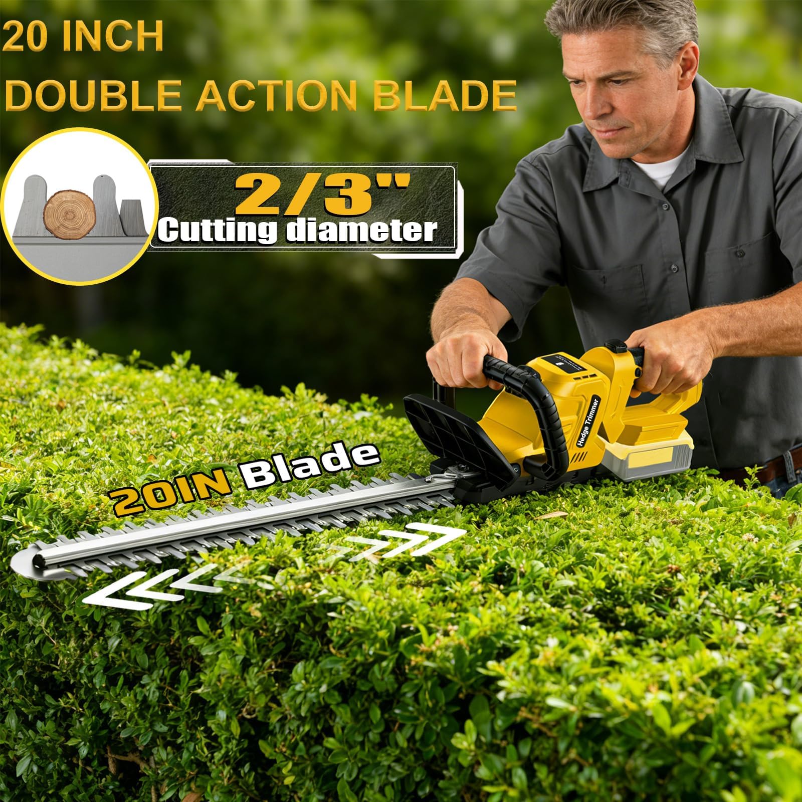 Recortadora de setos inalámbrica compatible con batería DEWALT de 20 V máx