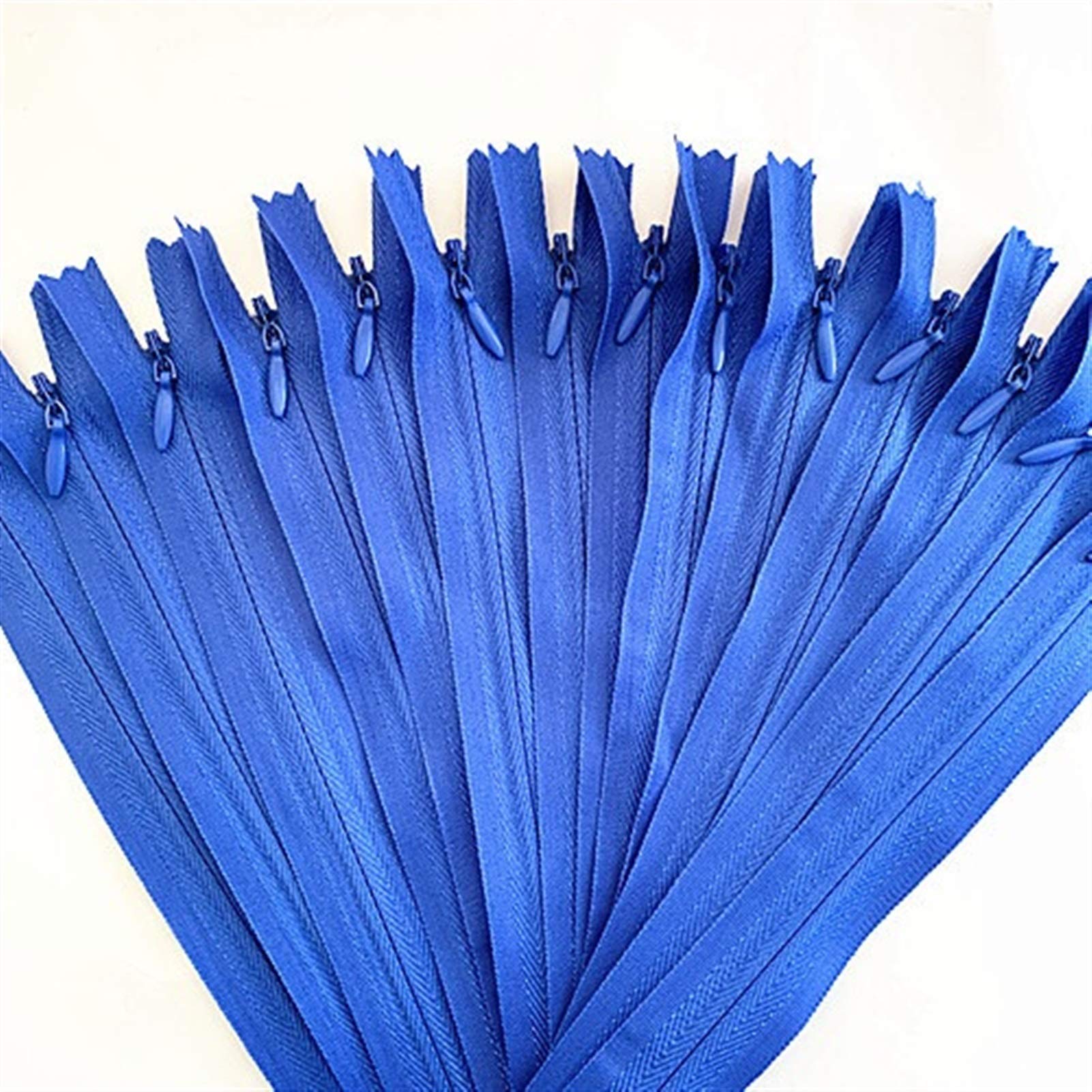 WUDOLI fabric closure 10pcs 28 Cm-60 Cm Long Invisible Zipper, For Sewing Clothes Accessories 20 Colors, DIY Nylon Zipper Loop, for sewing (Color : Dark Blue, Size : 14 inch)