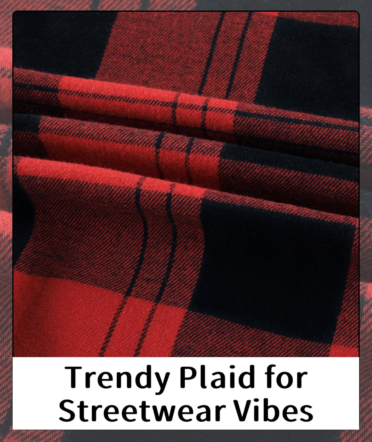 V VALANCH Men's Sherpa Lined Flannel Jacket with Hood – Zip Up Plaid Shirt Jacket Winter Outdoor Warm Outerwear Fleece Coat