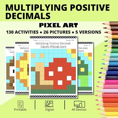 spring multiplying decimals pixel art digital educational resources