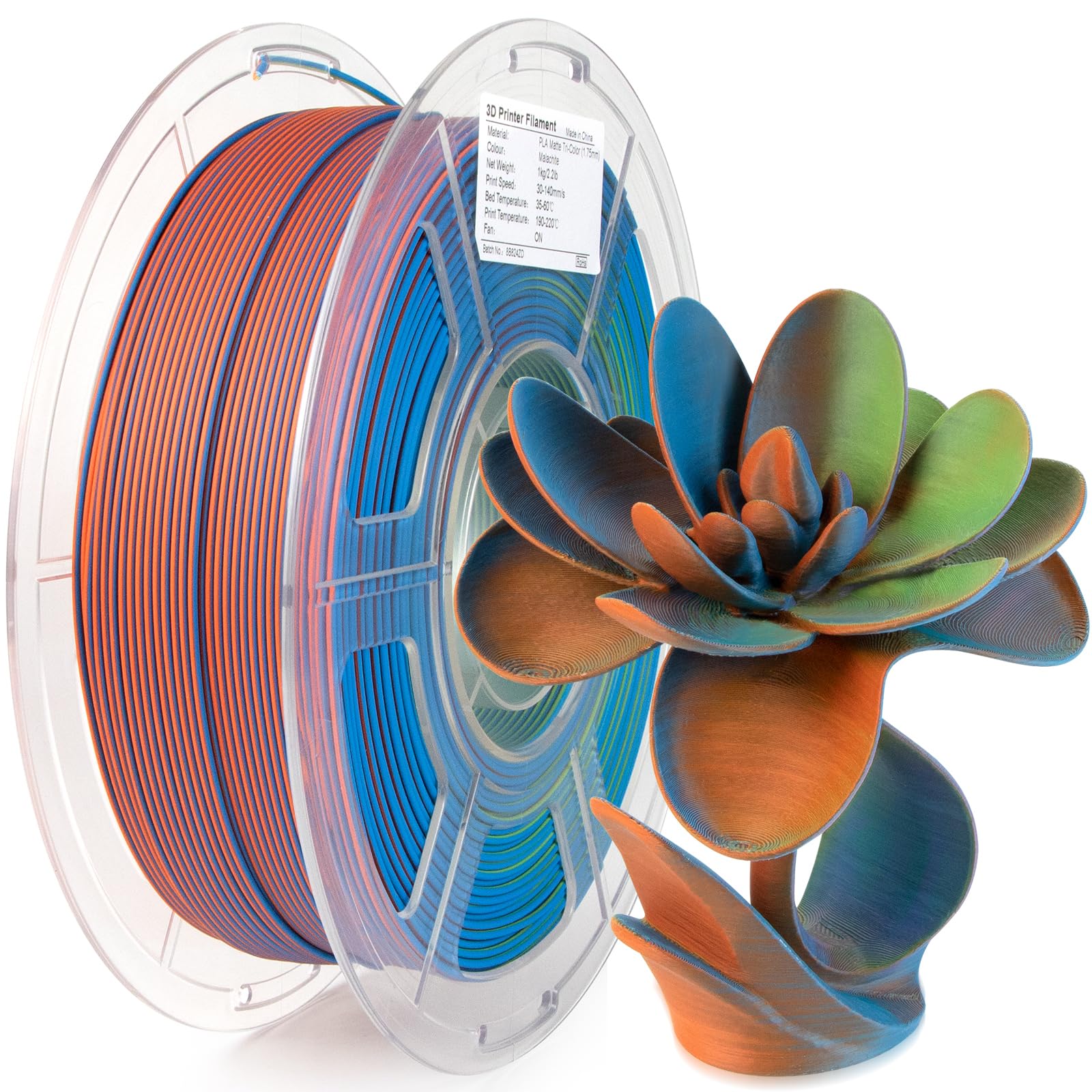iSANMATE Matte Tri Colors Filament 1.75mm, 3-in-1 Color Coextrusion 3D Filament, Magic Color Change Filament 1.75mm, Dimensional Accuracy +/- 0.03 mm,