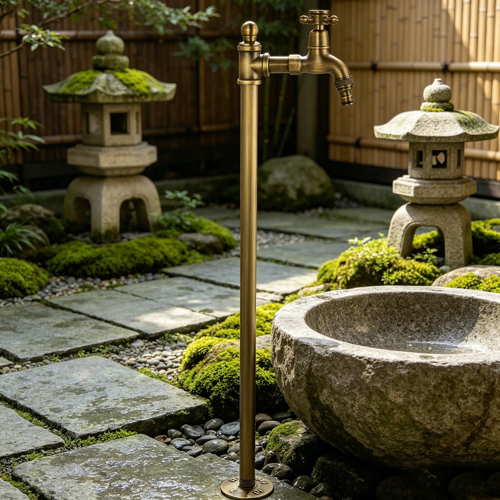 Freistehende Gartenwassersäule mit Wasserhahn, Retro Pfostenarmatur für Bewässerung und Reinigung(60cm/23.6in)