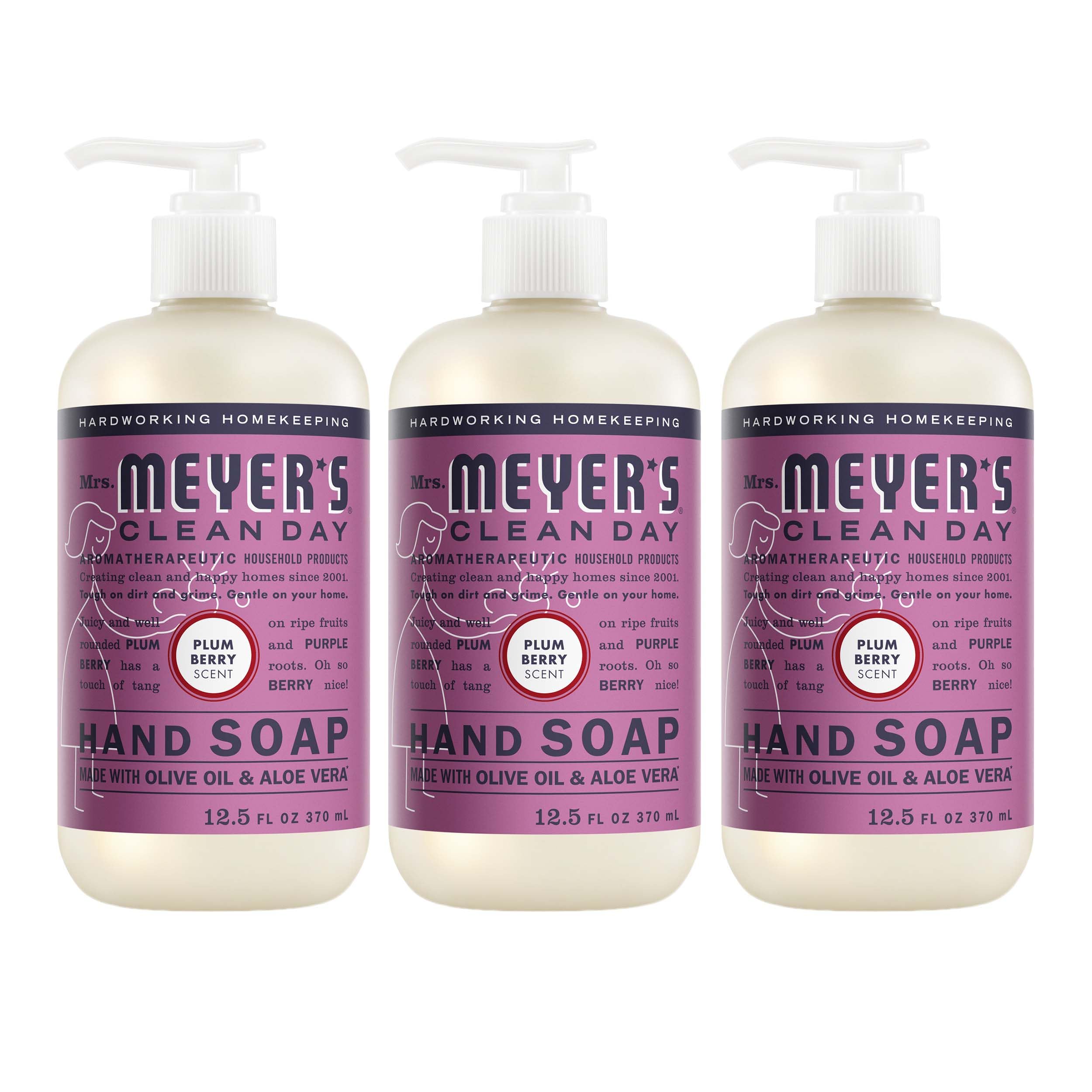 MRS. MEYER'S CLEAN DAY Liquid Hand Soap, Plum Berry, 12.5 fl oz, 3 Pack