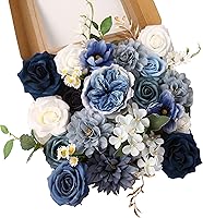 Vista 12 de Flores artificiales, peonías rosas, peonías de seda, flores sintéticas de primavera, ramo de boda, despedida de soltera, pastel, flor, bricolaje