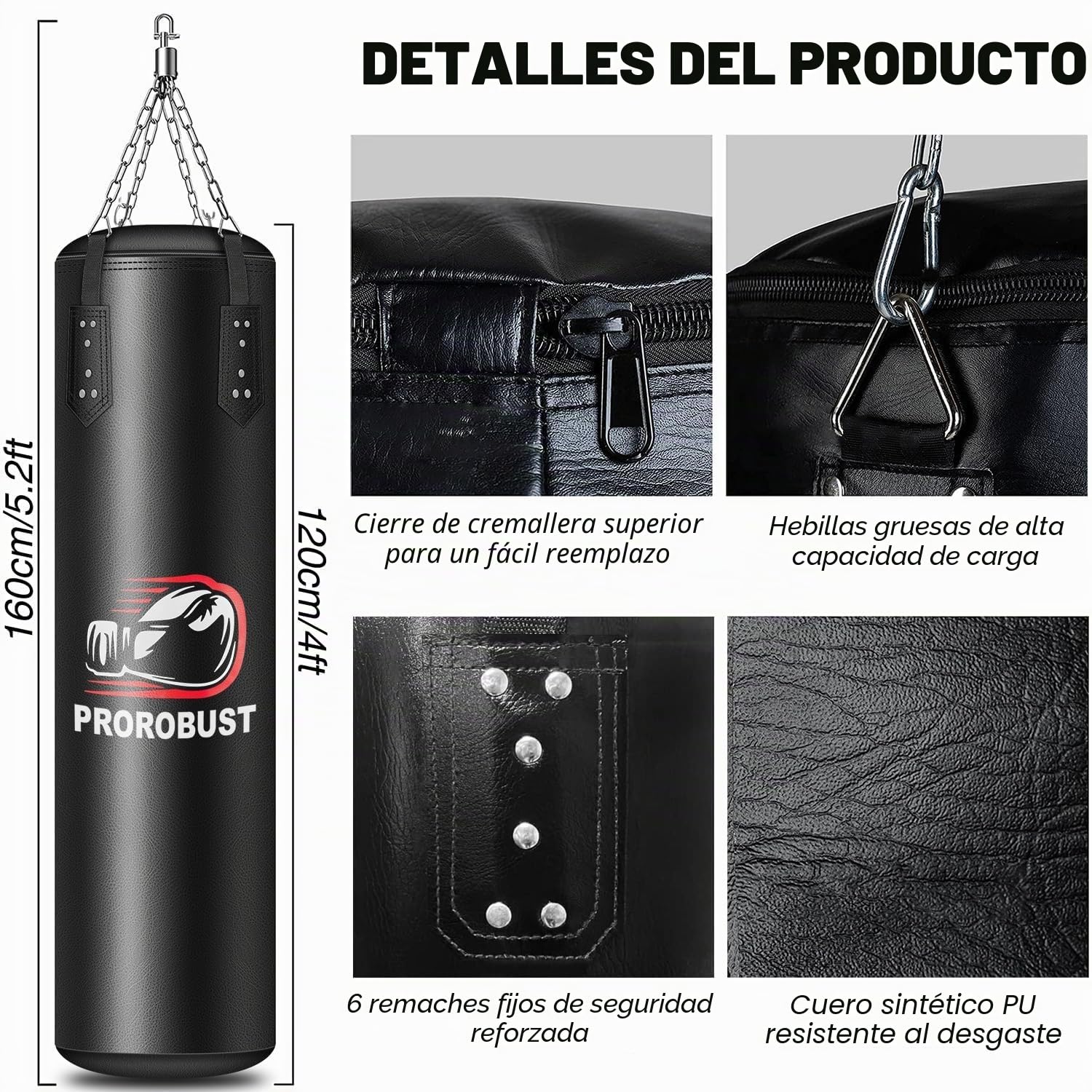 Saco de Boxeo para Adultos, Juego de Saco de Boxeo Pesado de Poliuretano de 4 pies con Guantes de 12 onzas para Artes Marciales Mixtas, Kickboxing, Karate, Gimnasio en casa