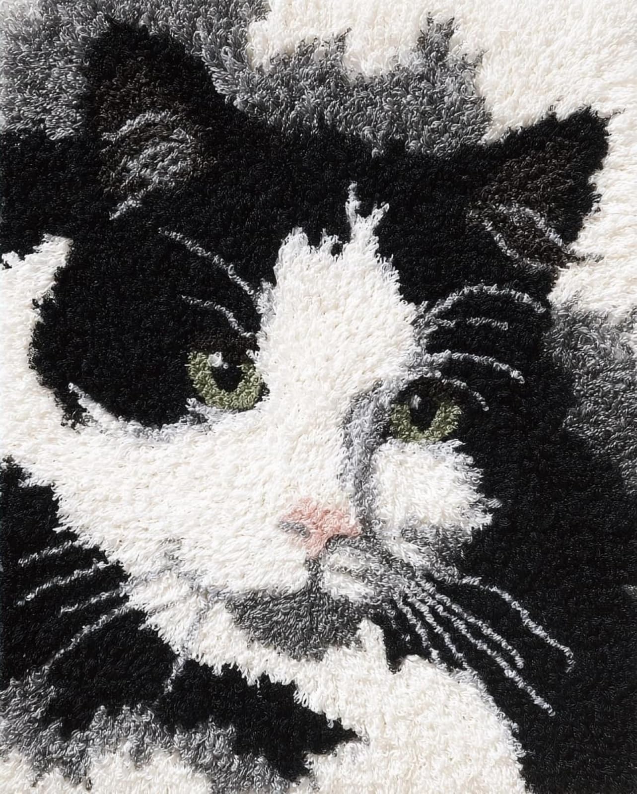 Wallphantom Latch Hook Rug Kit for Adults,Tuxedo Cat