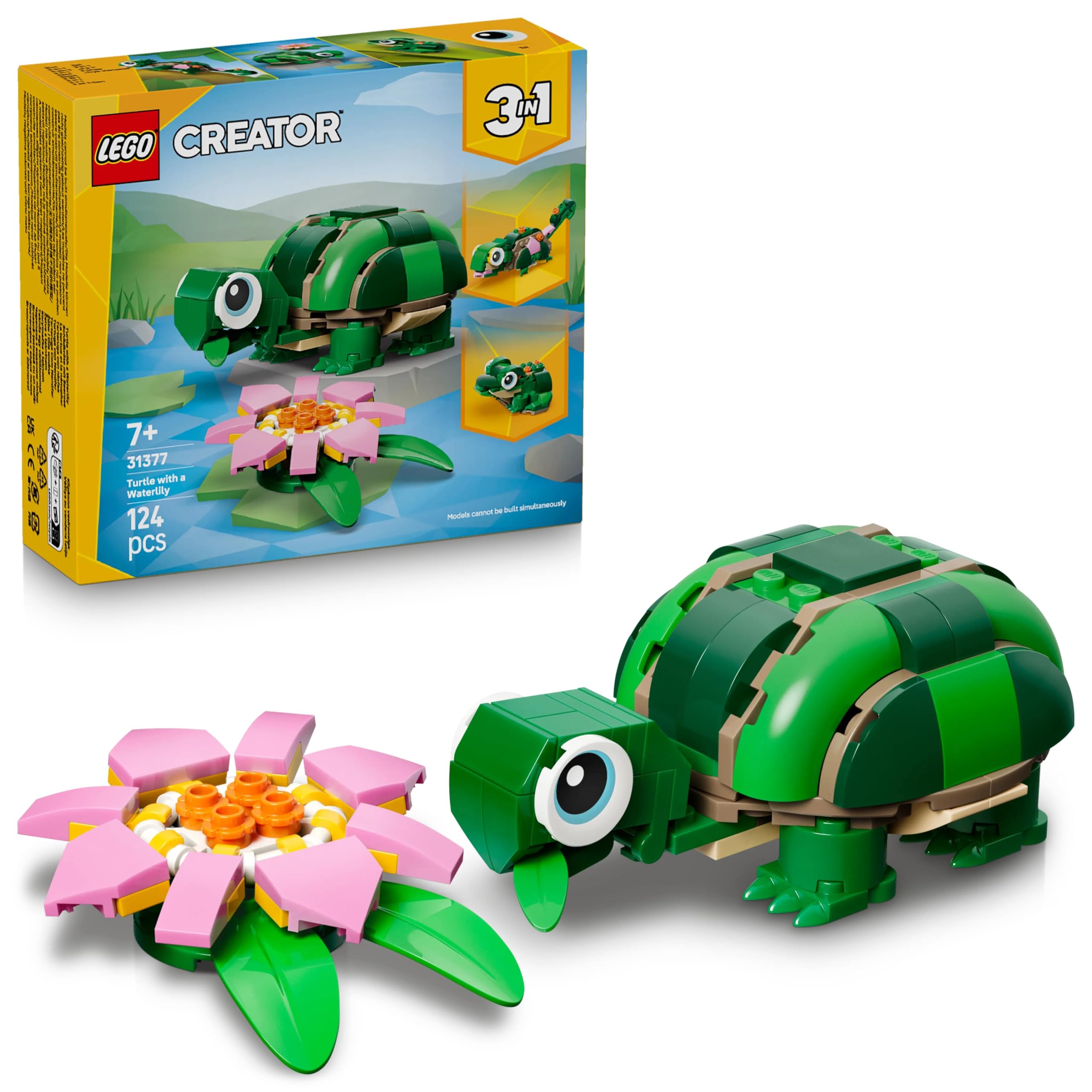 LEGO Creator 3 in 1 Turtle with a Water Lily Flower Toy - Rebuilds into Chameleon or Frog - 31377-image-19