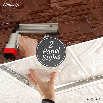 Chicago Pewter 2ft x 2ft Nail Up Ceiling Tiles - Perfect for DIY and Home Renovation Projects - Easy to Install (5 Pack)