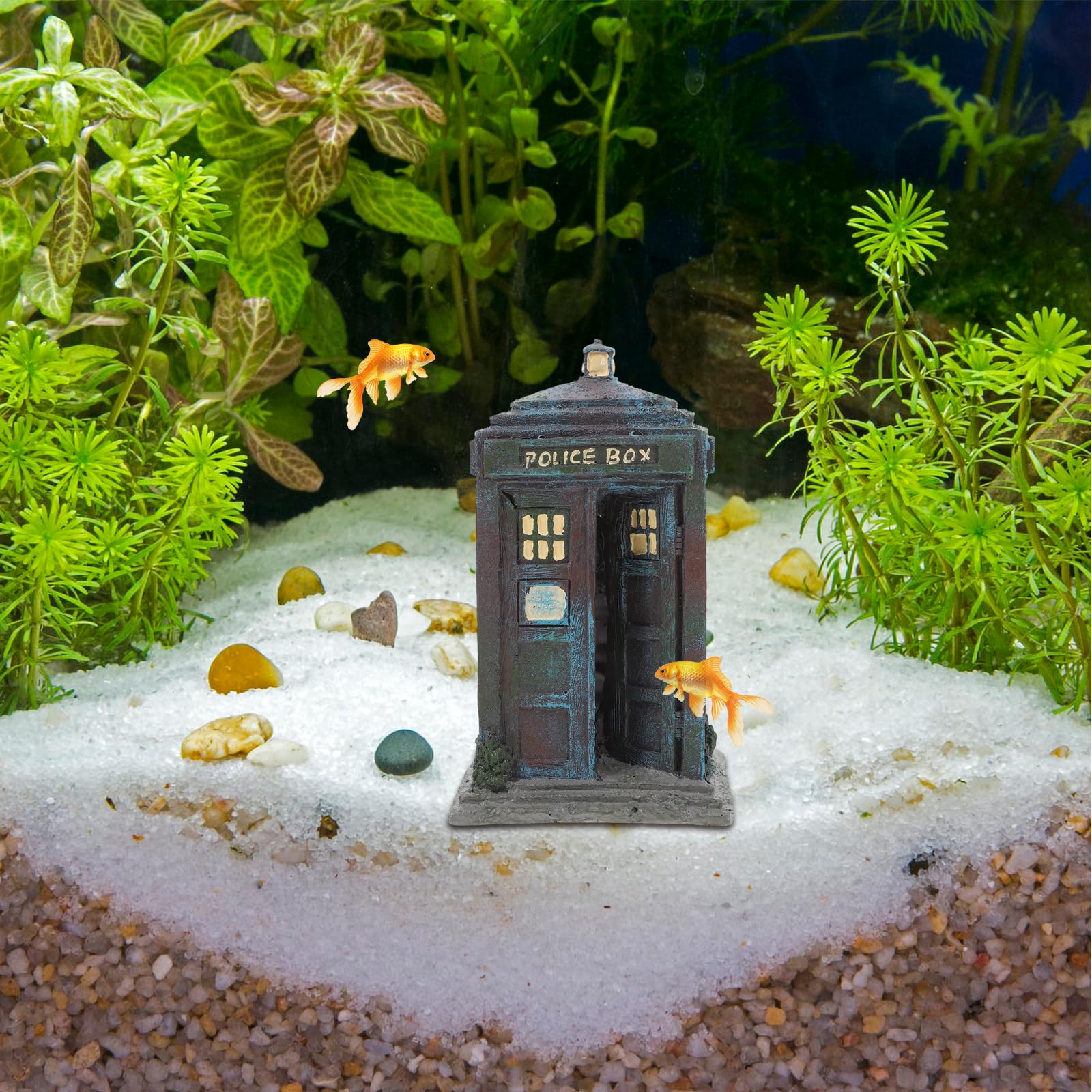 BESPORTBLE Aquarium Cave Decoration, Fish Tank Rock Resin Police Booth Ornament - Image 4