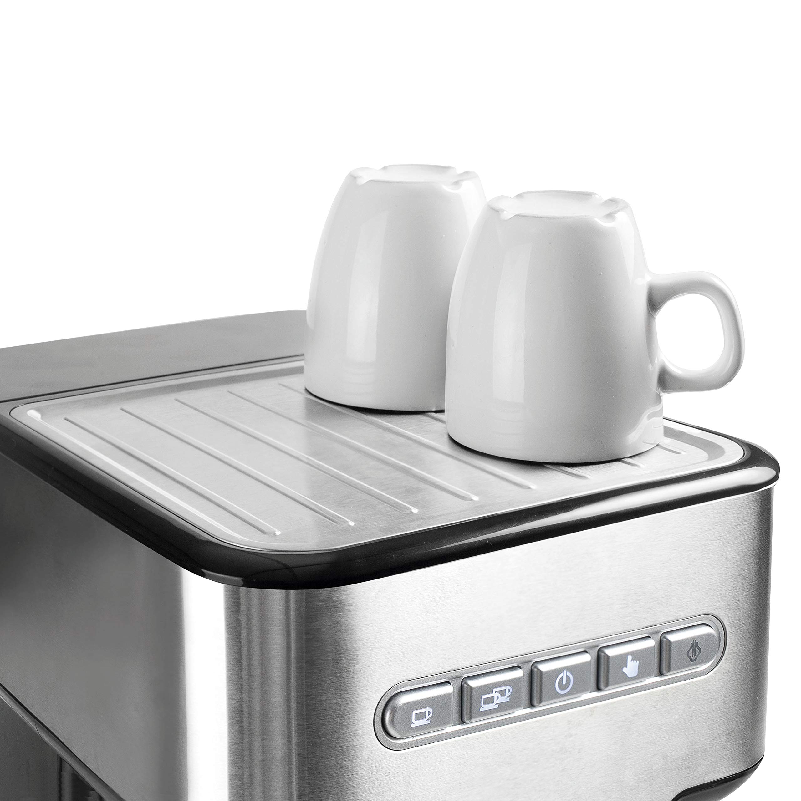 Lacor 69256 - Cafetera espresso con 2 salidas de café y función - Cocina | Para un café intenso en casa; ideal para el uso diario tanto en cocina profesional como en el hogar, con un acabado cuidado