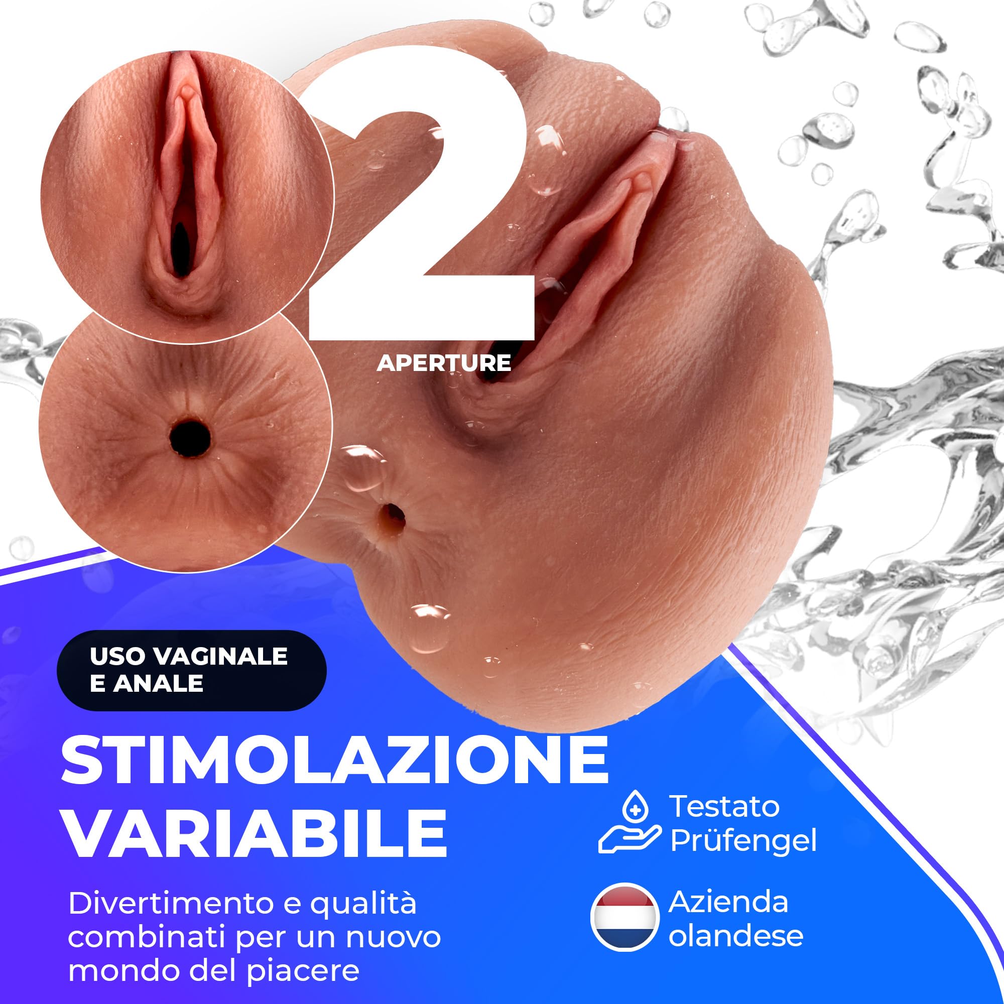 Masturbatore per Uomo [Pocket Pussy] Realistico in Silicone - Set di 3 anelli e lubrificante | Sex Toys, Masturbazione Maschile, Masturbatore per Uomini, Artificiale per Sesso, Vaginale e Anale Finta