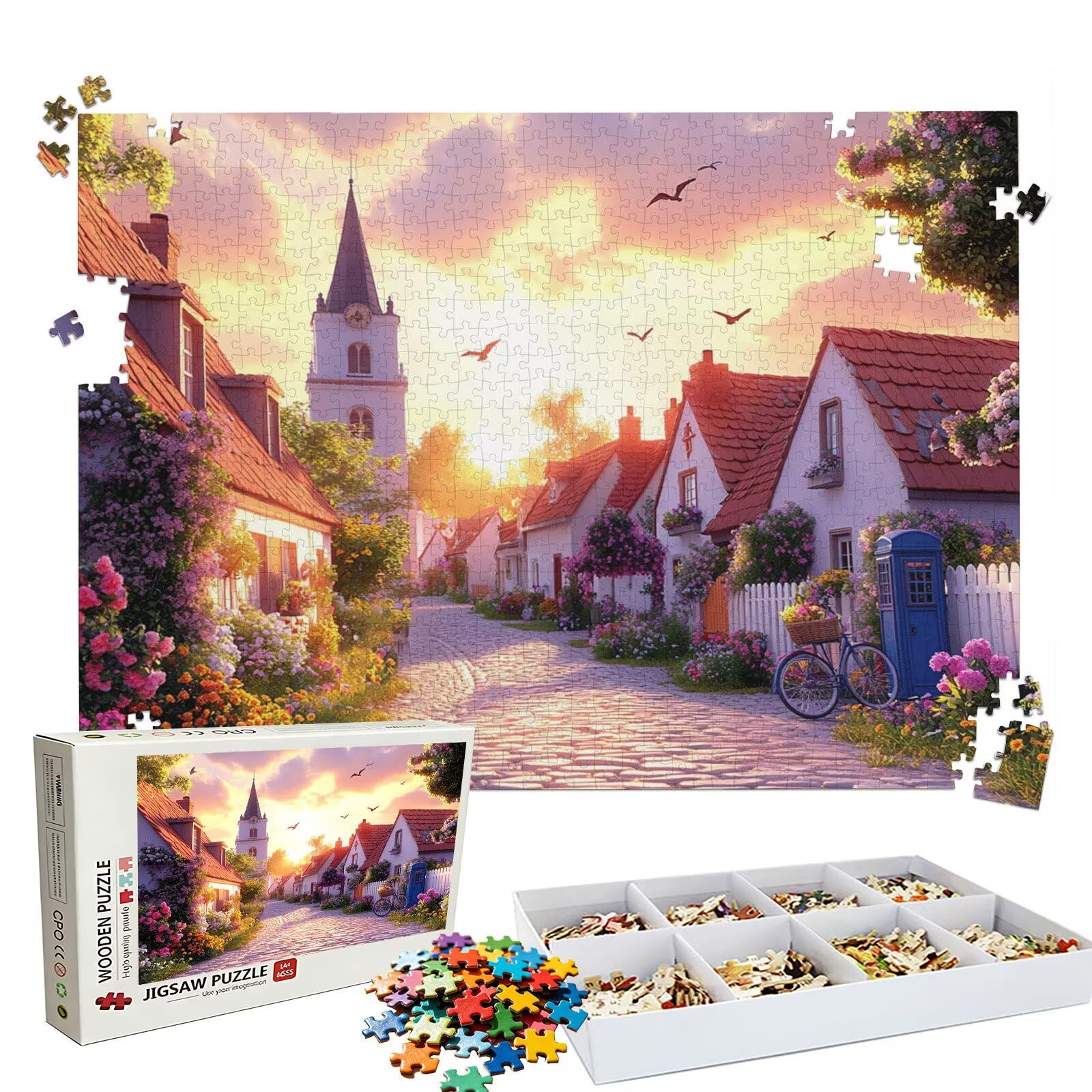 Puzzle Villa Zachód Słońca | Puzzle 3000 sztuk XL 122 x 81 cm | Trudne drewniane puzzle dla dorosłych | Z wykwintnym pudełkiem do pakowania | Udekoruj całą rodzinę | Puzzle dla dorosłych W3H-387