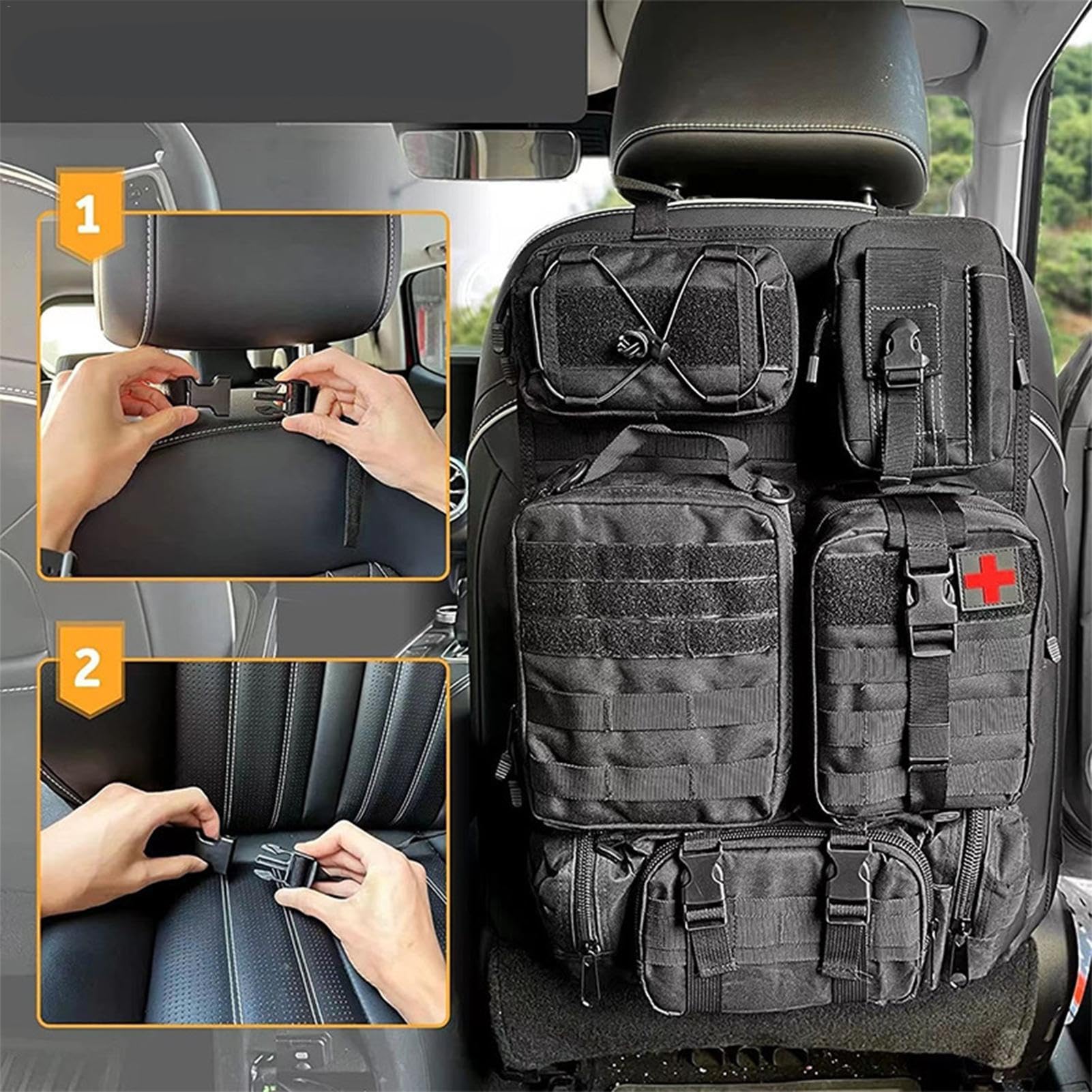 Organizator z tyłu samochodu, organizatorzy motoryzacyjnej tylnej części | 600D Nylon regulowany pasek klamry, wielofunkcyjne akcesoria podróżne dla SUV -ów, pi