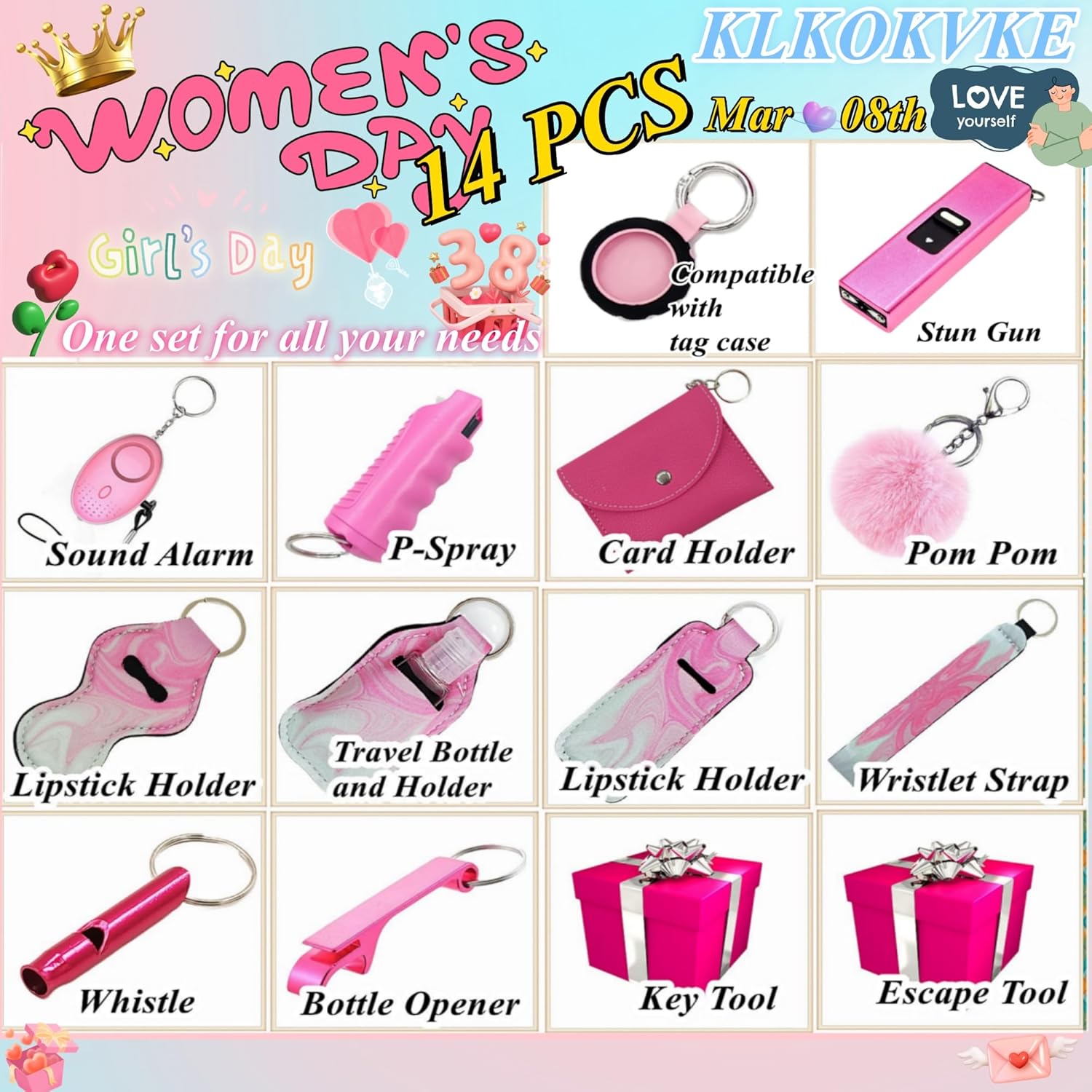 Wristlet Card Holder Set for Women with Whistle, Bottle Opener, Travel Bottle Holder - Image 3