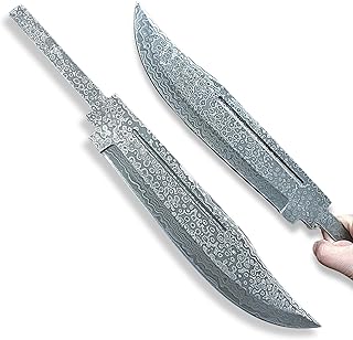Damascus Steel Bowie Knife Blanks for Knife Making Supplies Diy 15 inch Handmade Full Tang Bowie Knife Blade Blank 3811 - JNR Traders