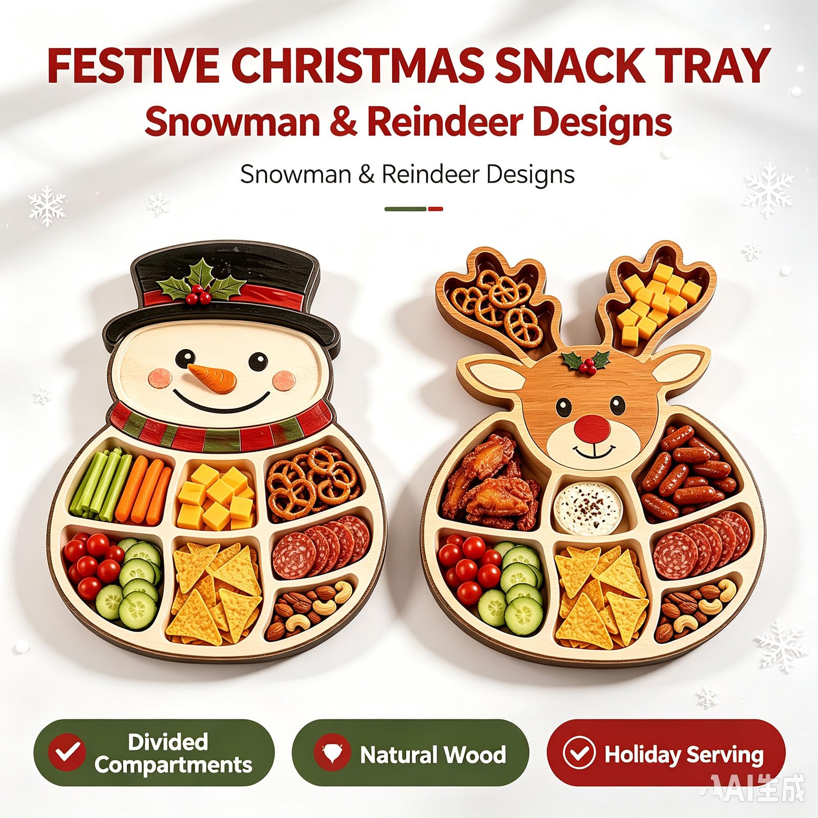 Weihnachtliches Snack-Serviertablett/Unterteilte (#G)