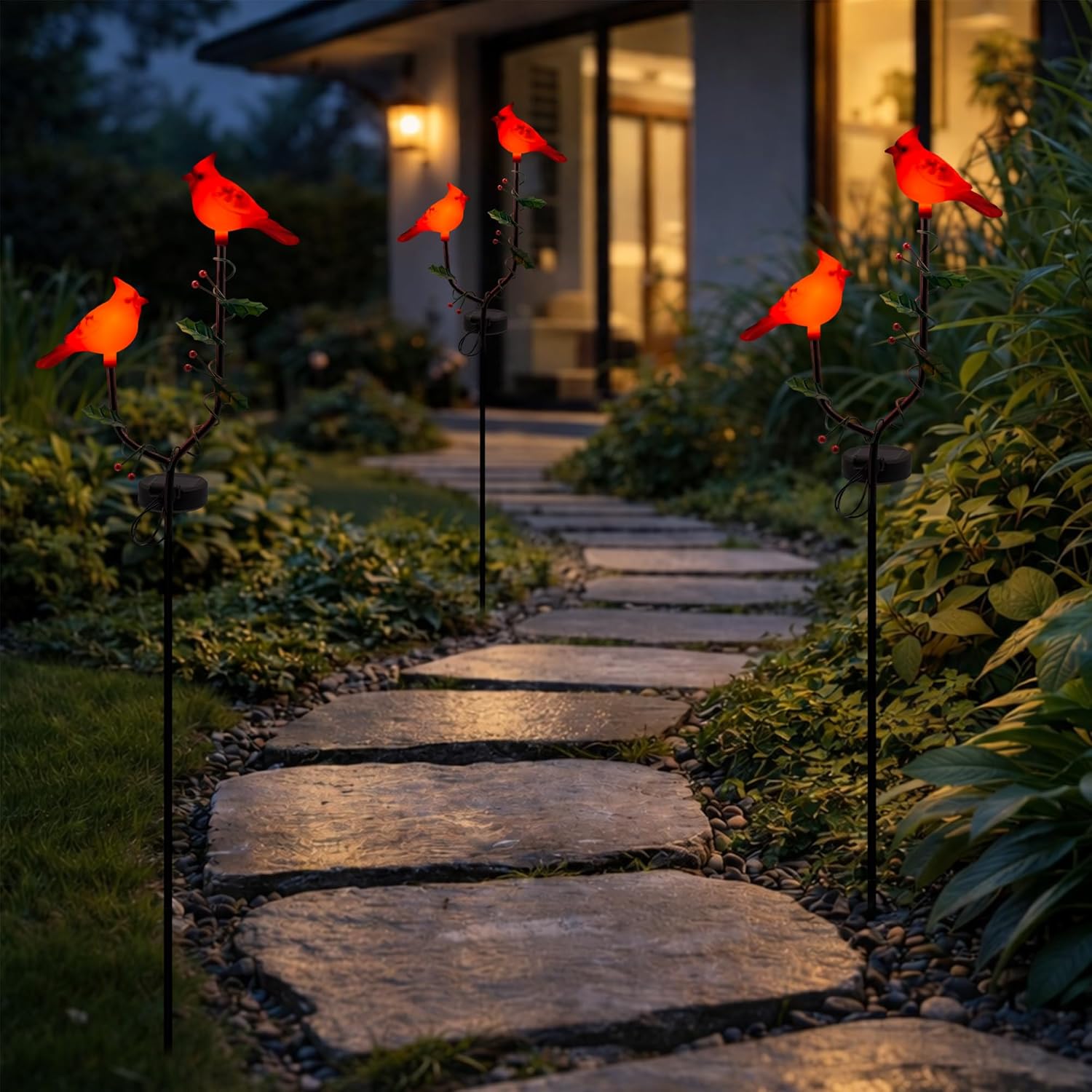 Cardinal Solar Garden Stake Lights Outdoor Decor, Red Cardinal Solar Lights for Outside,Christmas Grave Decorations for Patio Yard Porch Pathway Lawn Ornaments, Memorial Gifts for Women
