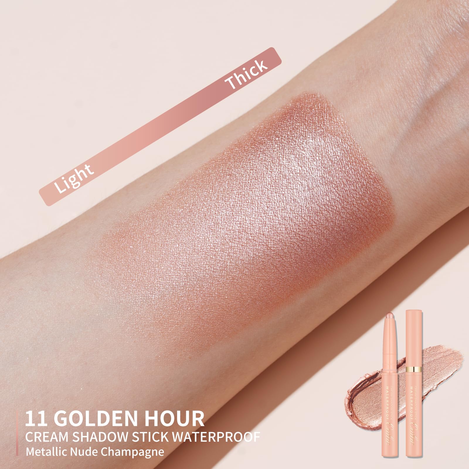 Oulac Champagne Nude Eyeshadow Stick, Twist-Up Pencil, Creamy Blendable Texture, Vegan & Cruelty-Free Eye Makeup, 1.25g - Image 4