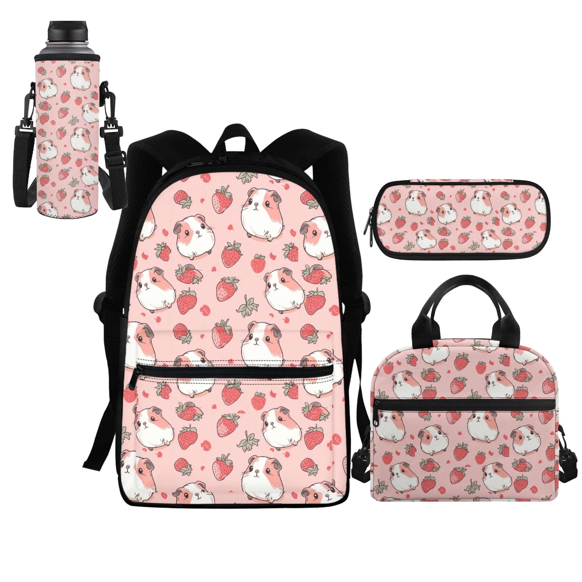 HELLHERO Cute Guinea Pig Backpack for Kids School Bag with Lunch Bag for Toddler Girls Preschool Boys School Bookbag with Pencil Case Water Bottle