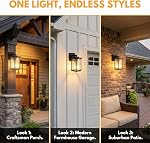 2 Pack Outdoor Wall Lights, Dusk to Dawn Exterior Light Fixtures with Soft Glow & Tempered Glass, Waterproof Porch Light for House, 10.6 Inch (27 cm) for Front Door Garage Patio | Auto On/Off, Rust-Resistant,Tempered Glass, Easy DIY Install on Porch,