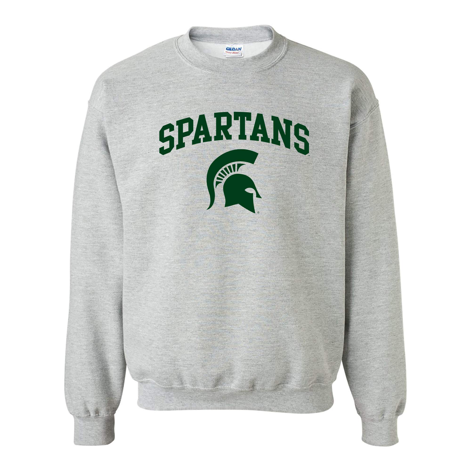 UGP Campus Apparel AW03 - Michigan State Spartans Mascot Arch Logo CREW SWEATSHIRT - Large - Sport Grey