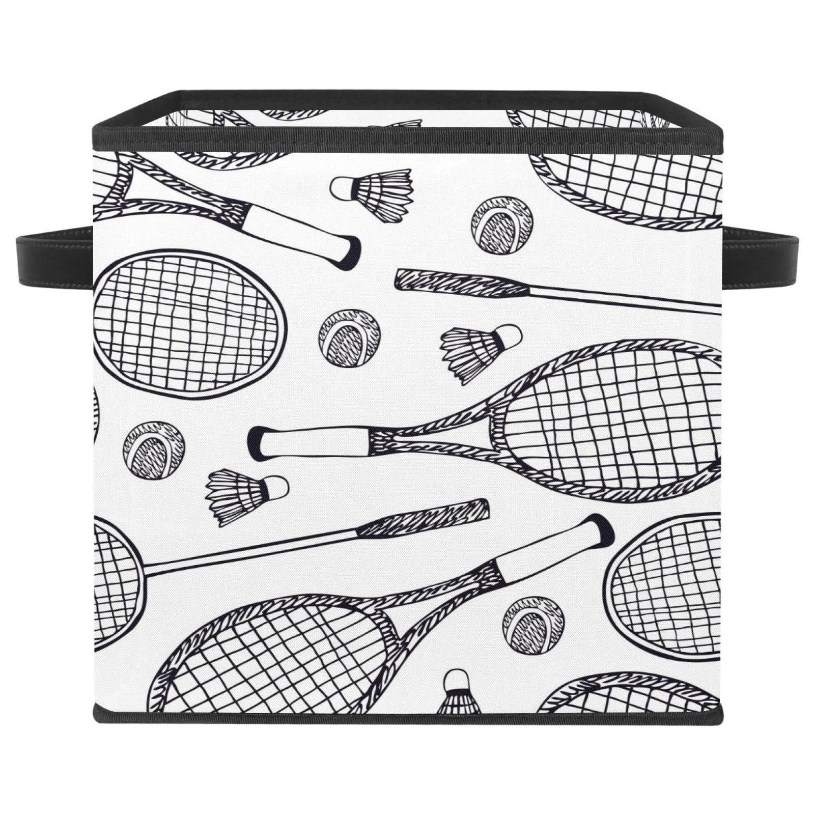 Boîte de rangement pliable en tissu blanc sport avec poignées cubes