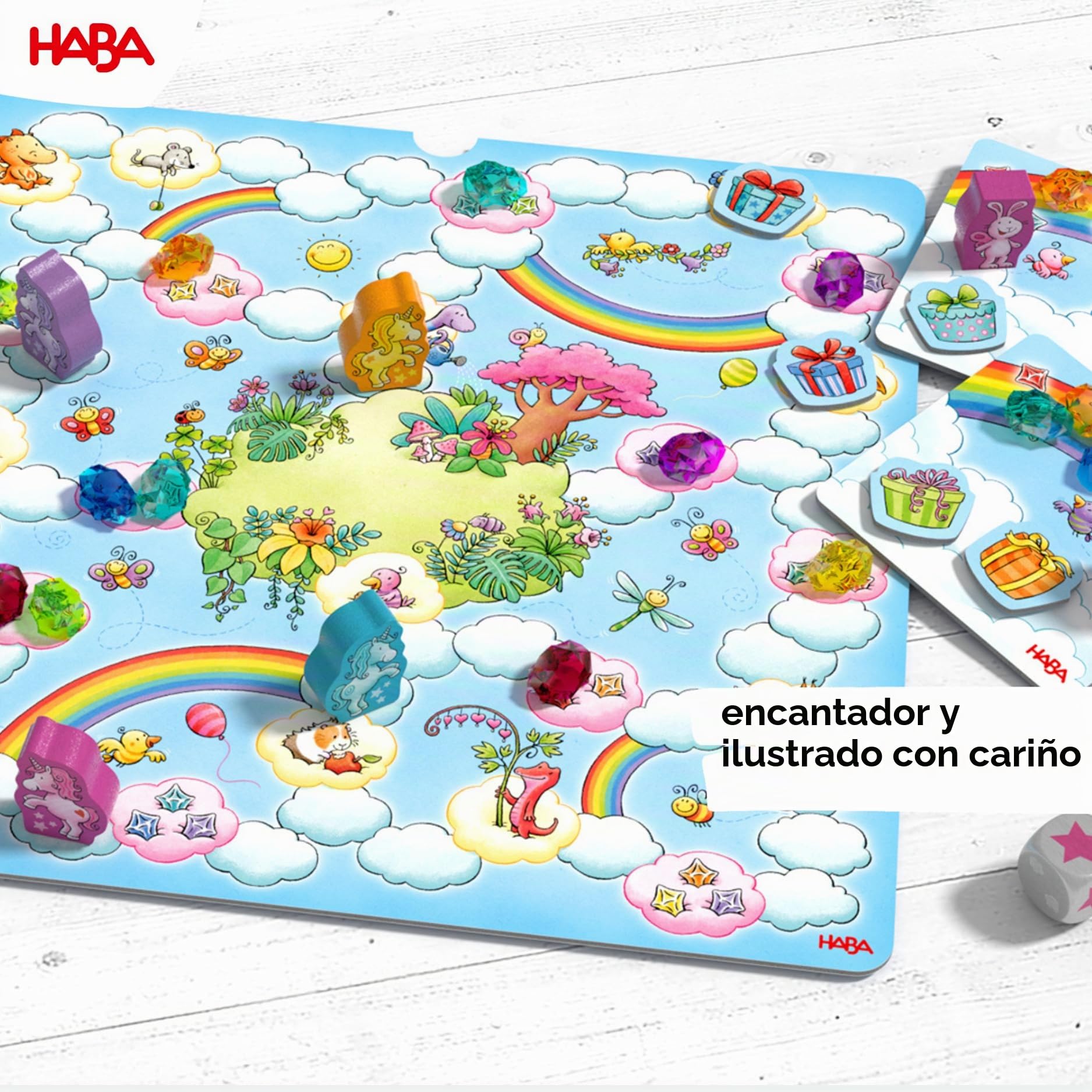 HABA Unicornio Glitzerglück Colección de Juegos – 9 Juegos en una Sola casilla – Juego de Dados, Mesa y Cartas para niños a Partir de 3 años – explicación Sencilla e ilustrada con cariño – 2010879001