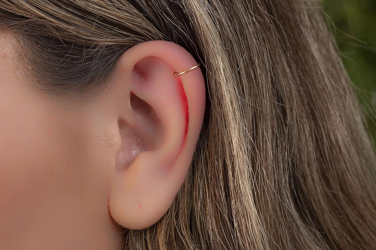 Thin Gold Helix Earring - 18 Gauge Gold Filled Simple Cartilage Hoop Piercing - 7mm Tiny Helix Jewelry - Handmade Body Jewelry for Women - Gold Cartilage Piercing Jewelry - Image 3