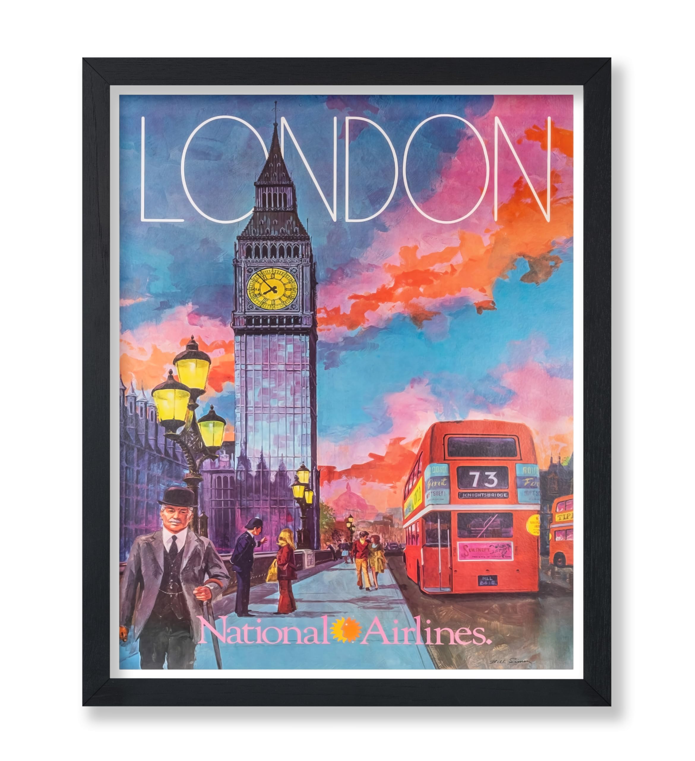 Poster Master Vintage Travel Poster - Retro London Print - Clock Tower Art - Great Gift for Him, Her, Travel Lover - Colorful Wall Decor for Bedroom, Living Room, Office - 8x10 UNFRAMED Wall Art