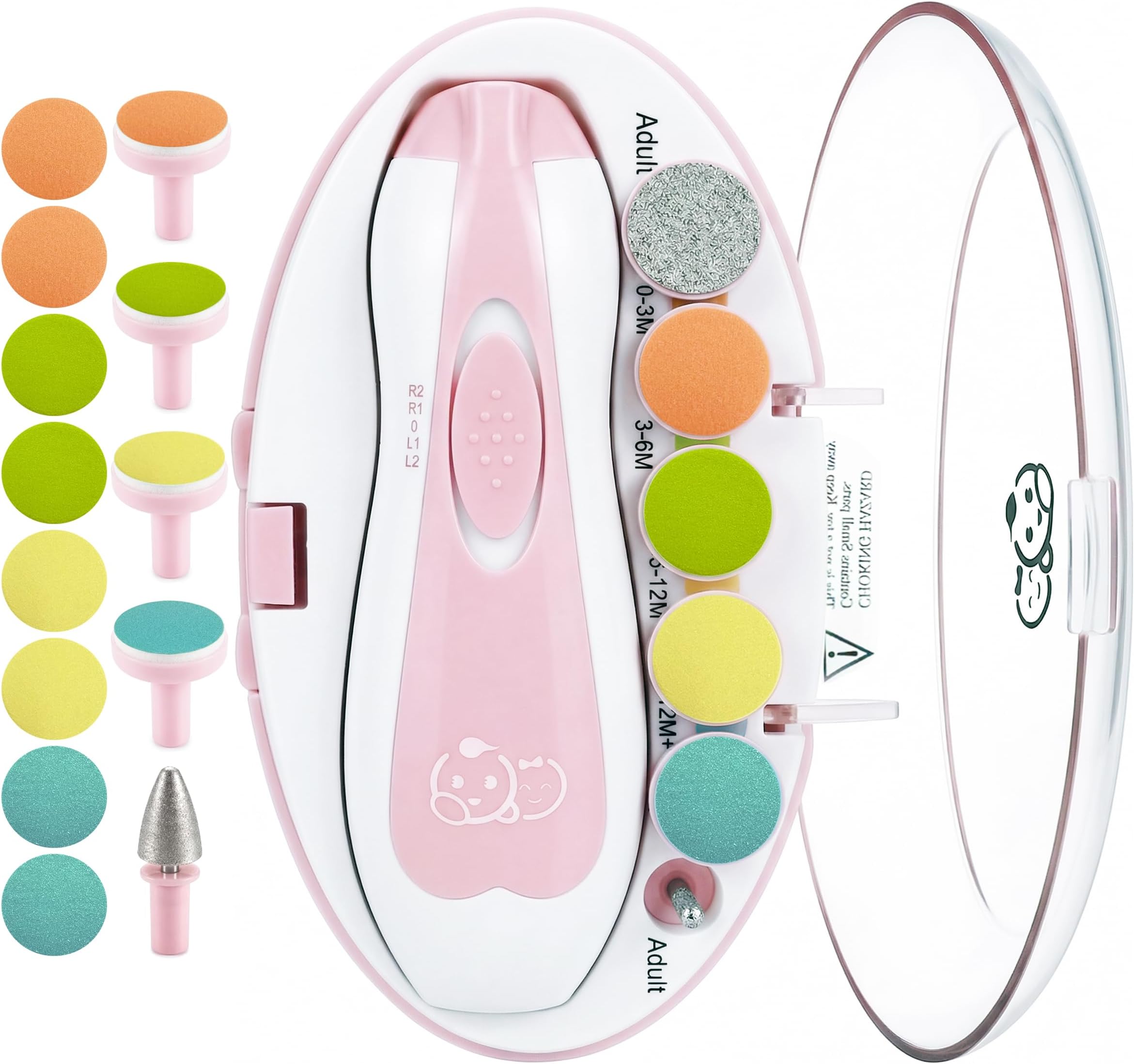 Baby Nail Clippers 20 in 1 by Baby | Safe Electric Baby Nail Trimmer, Baby Nail File Kit, Additional Replacement Heads, Newborn Toddler Toes and Fingernails, Trim and Polish (Pink)