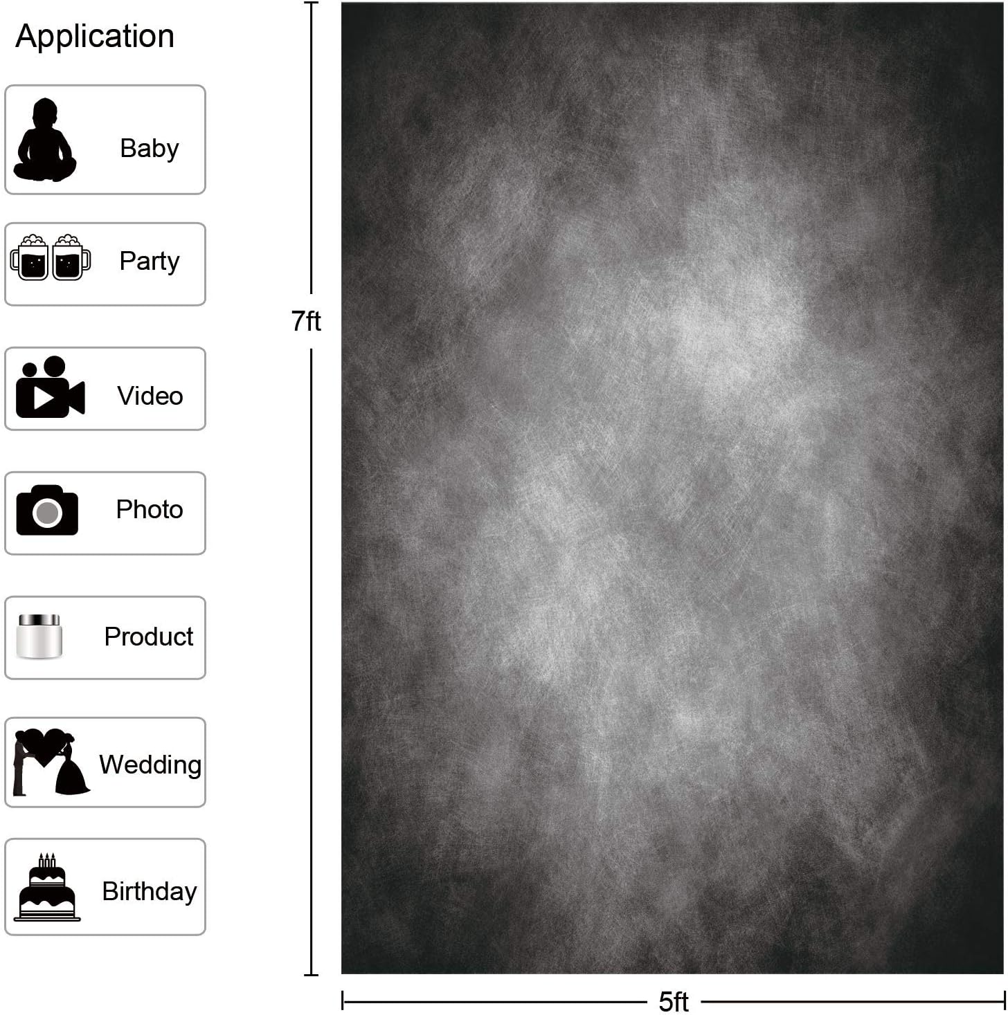 VEOEOV Photo Backdrop, 5X7ft Abstract Thunder Grey Photography Backdrop, Thickened Retro Backdrop for Photography, Kids, Adult, Family Headshots, Photo Studio, Video Studio