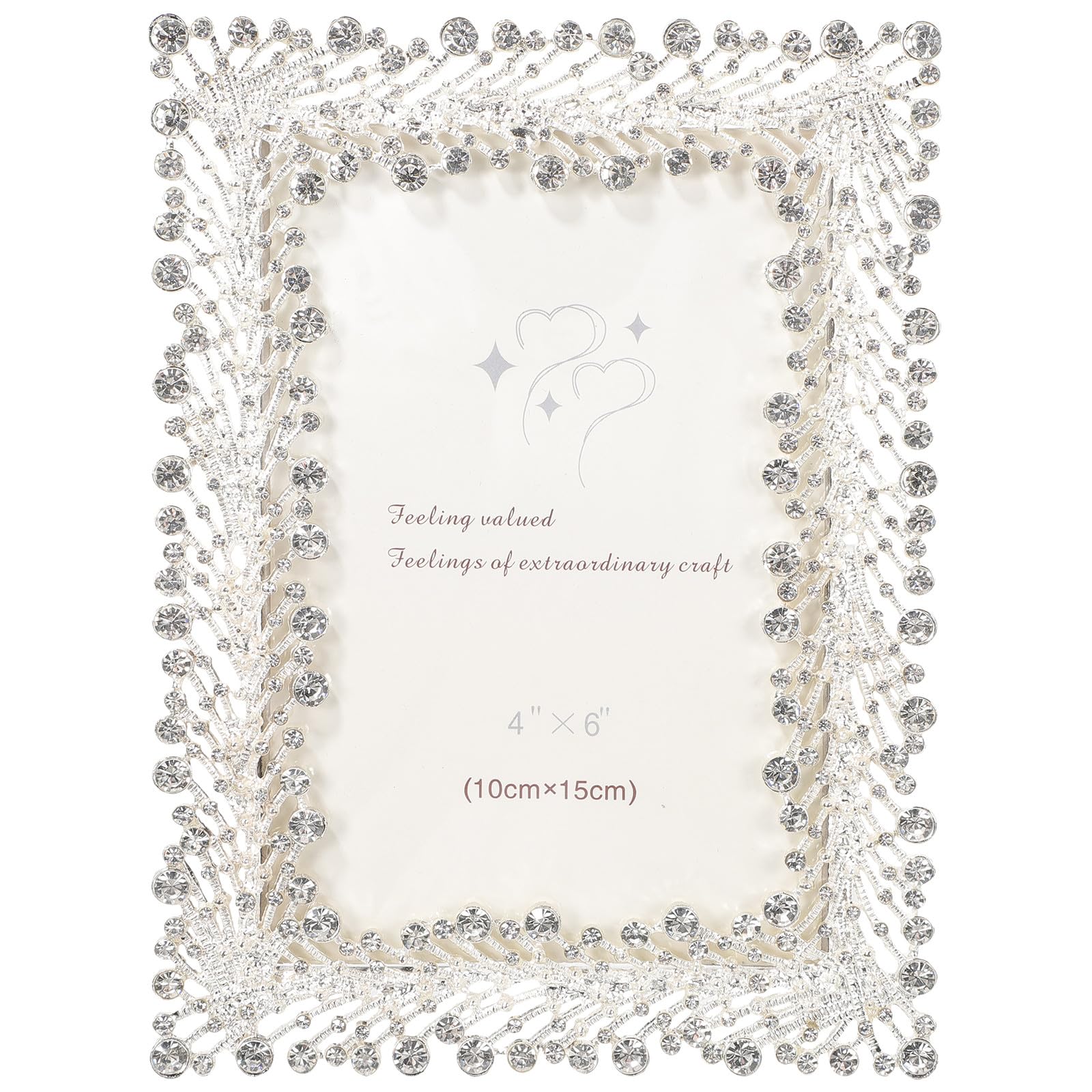 Abaodam Dekorativer Fotorahmen aus Zinklegierung und Glas mit Strass | Tischdeko für Büro und Schlafzimmer, Einzigartiges Design, Chic und Elegant