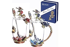 Vivimee 2 Pack Glass Tea Cups with Lids