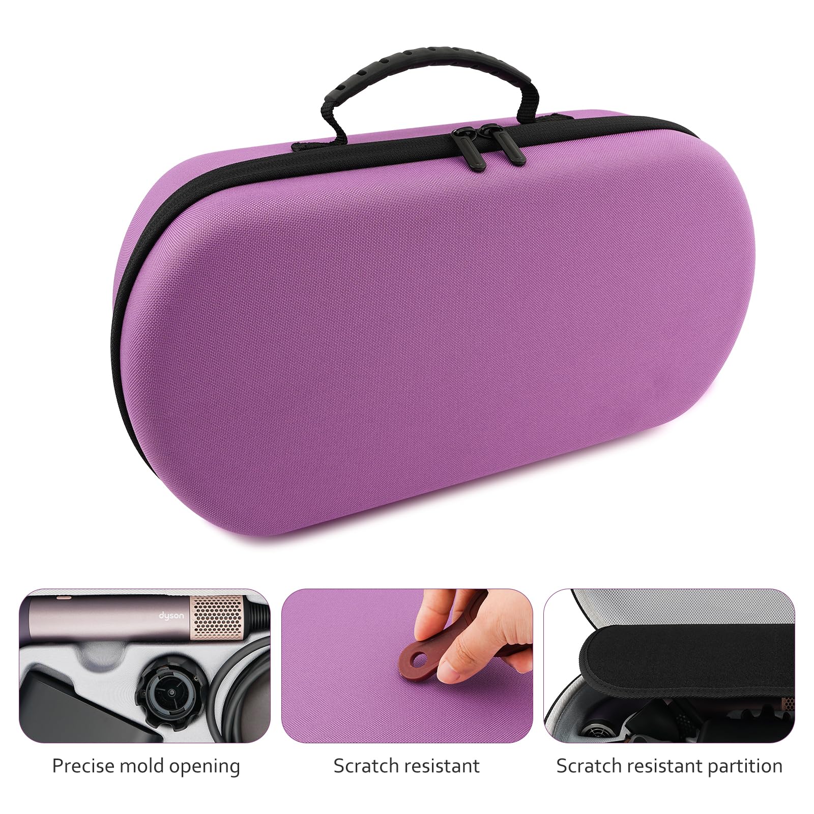 XINGFUDAO Custodia da trasporto compatibile con asciugacapelli Dyson Supersonic R, borsa da viaggio rigida compatibile con accessori Dyson Supersonic R, viola