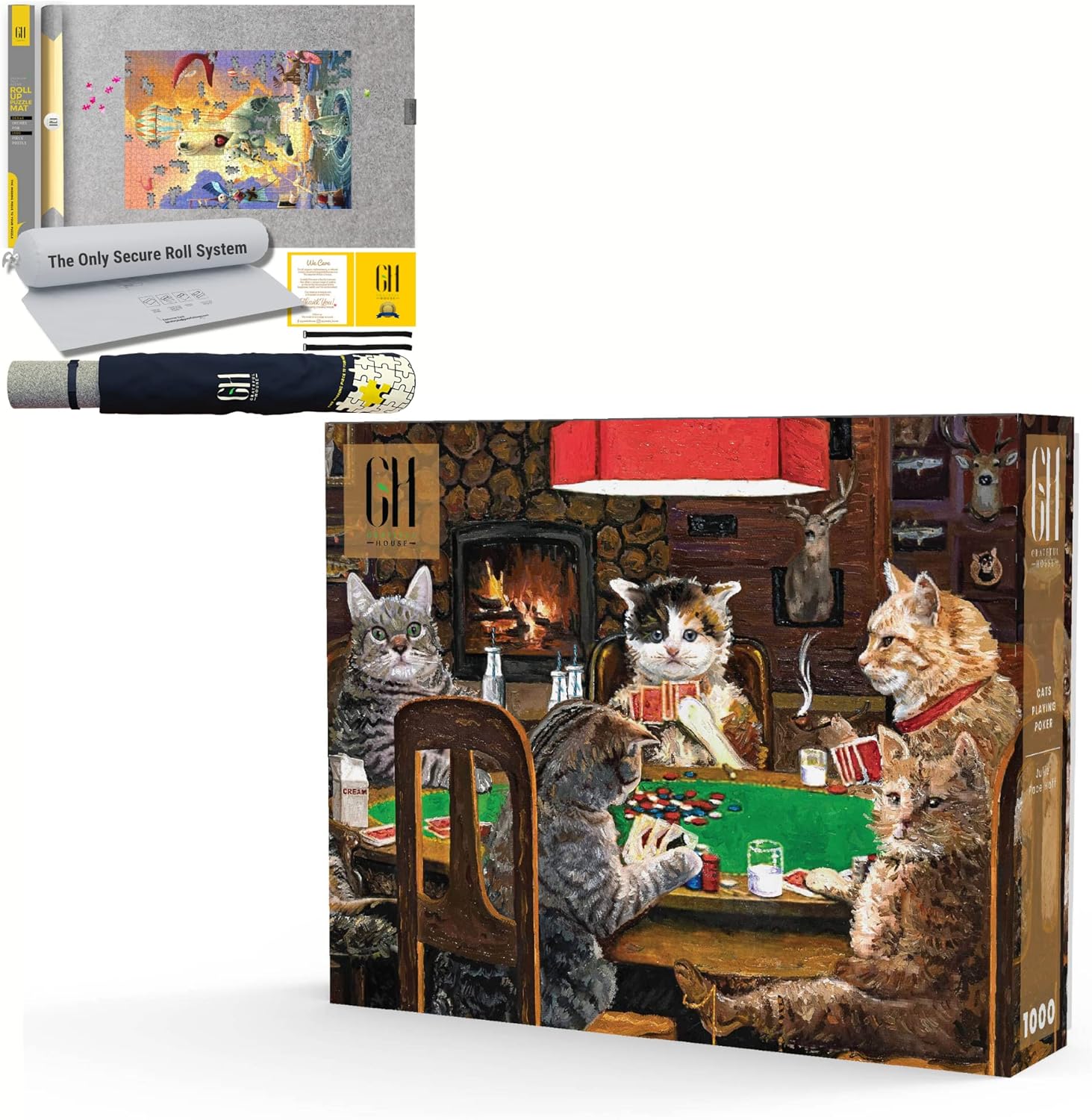 Grateful House 46 x 26 Roll Up Grey Jigsaw Puzzle Mat with