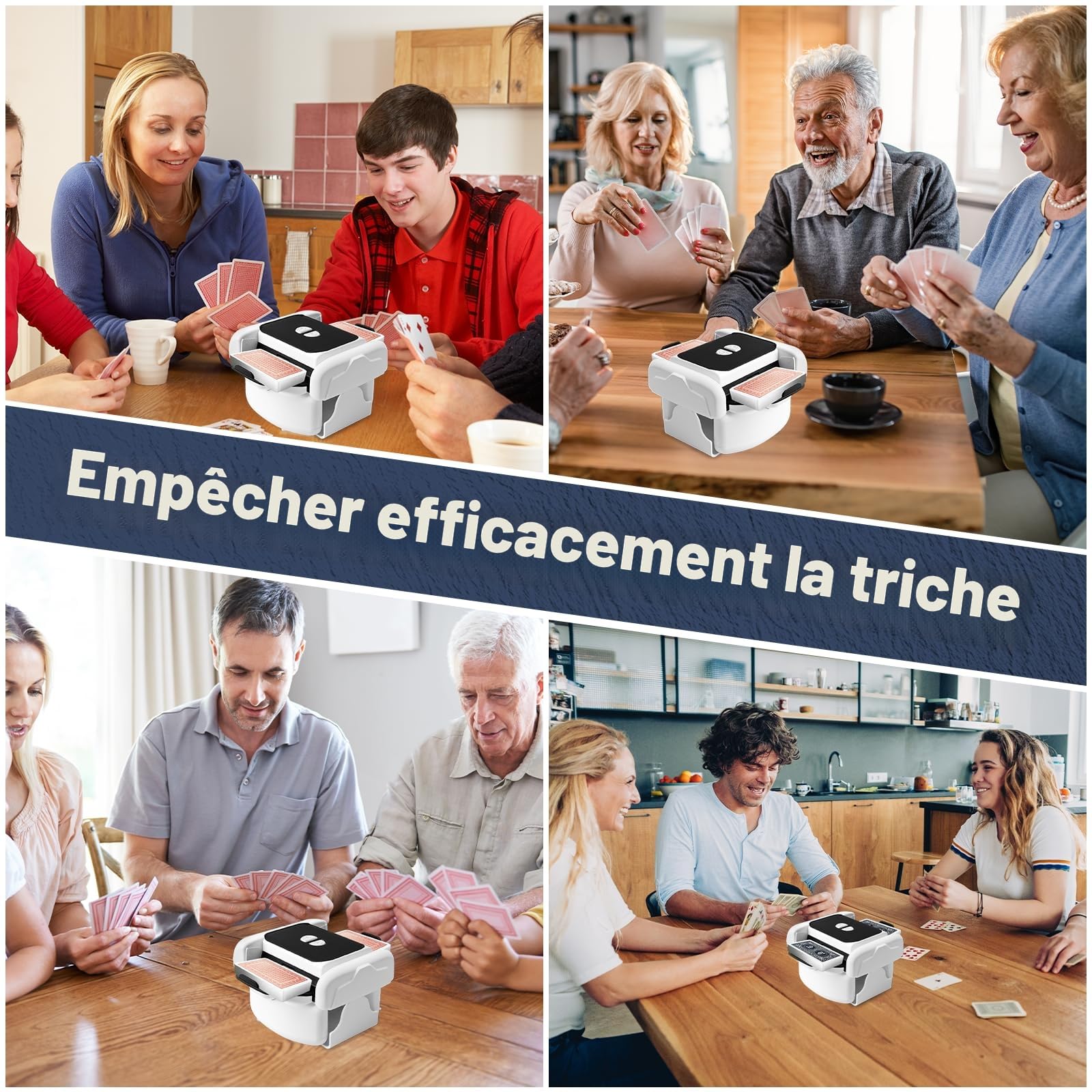 Mélangeur de Cartes Electrique, Distributeur de Cartes Automatique avec Modes Manuel et Automatique et 1 Jeux de Poker pour Uno, Poker, Pro,Mini Tarot, Blackjack, Texas Hold'em